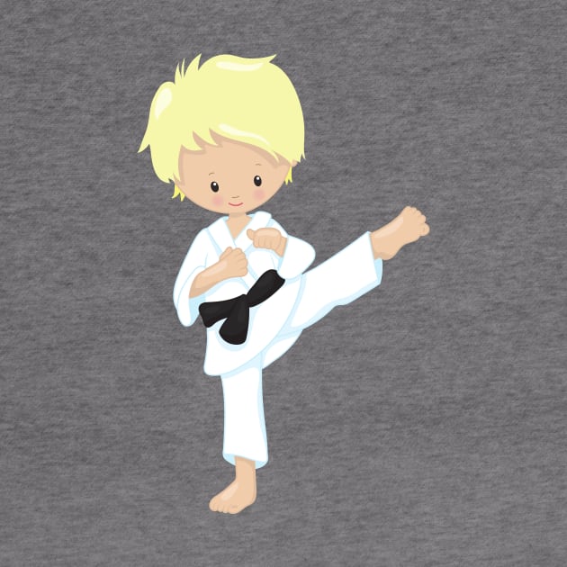 Karate Boy, Cute Boy, Black Belt, Blond Hair by Jelena Dunčević